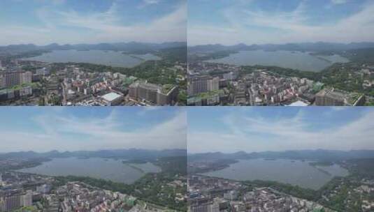 浙江杭州西湖大景全景航拍高清在线视频素材下载