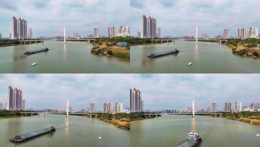 航拍广西南宁城市地标高清在线视频素材下载