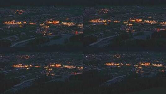 航拍夏季的新疆禾木村夜景高清在线视频素材下载