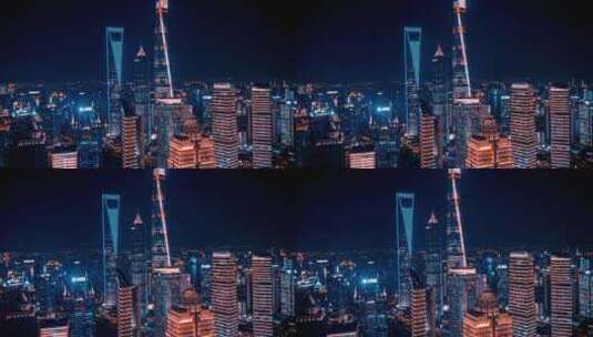上海陆家嘴夜景延时摄影高清在线视频素材下载