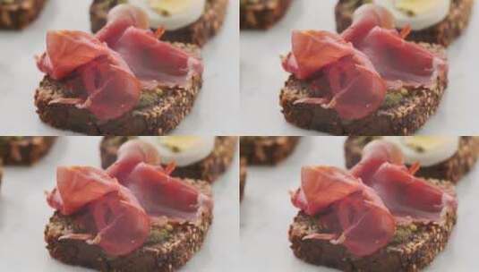 火腿肉片美食高清在线视频素材下载