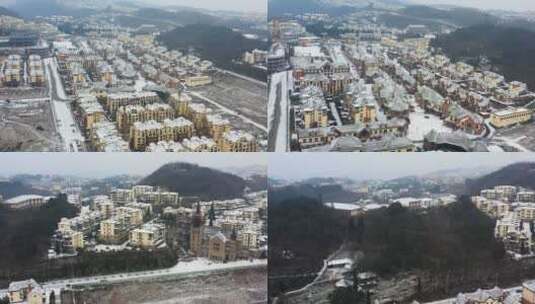 重庆仙女山镇别墅群冰雪冬季航拍素材2高清在线视频素材下载