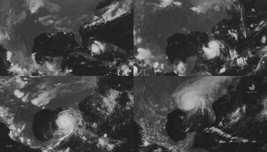 飓风穿越加勒比海时的天气图高清在线视频素材下载
