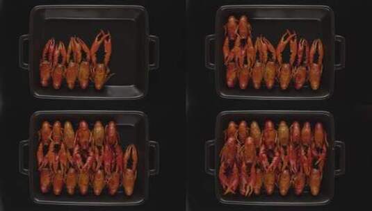 4K逐格动画小龙虾整齐排满高清在线视频素材下载