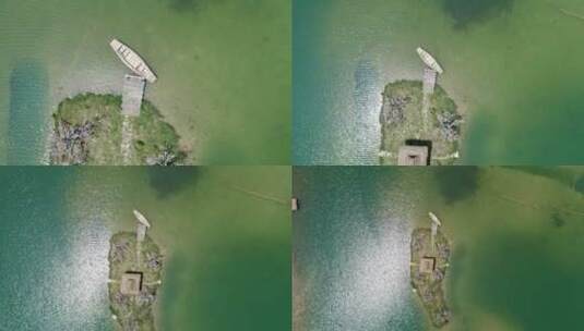 湖中小船实拍视频高清在线视频素材下载