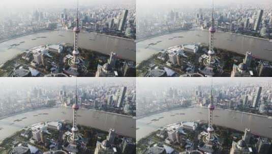 上海东方明珠黄浦江航拍高清在线视频素材下载