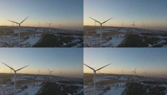 风力发电高山雪地风车环保新能源高清在线视频素材下载