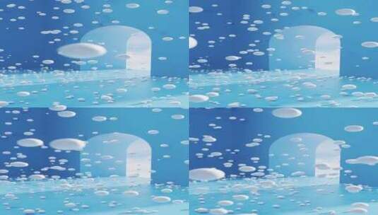 创意蓝色空间与白色球体3D渲染高清在线视频素材下载