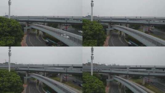 航拍城市交通大道高架桥立交桥高清在线视频素材下载