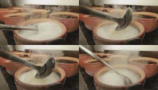 砂锅煮水准备熬粥高清在线视频素材下载