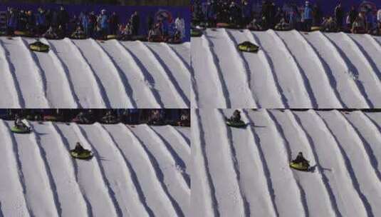 玩雪滑雪打雪仗紫竹院雪圈雪地高清在线视频素材下载