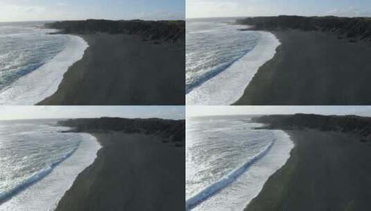 浪花冲刷海滩高清在线视频素材下载