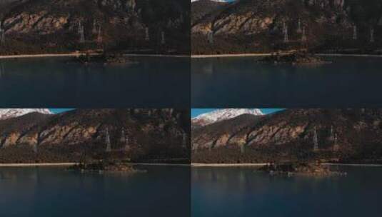 小岛视频青藏高原湖泊里湖心小岛高清在线视频素材下载