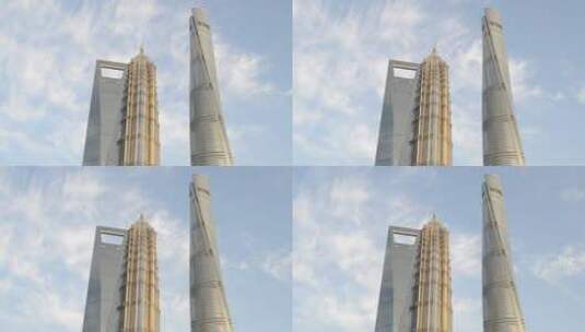 仰拍上海地标建筑天空高清在线视频素材下载