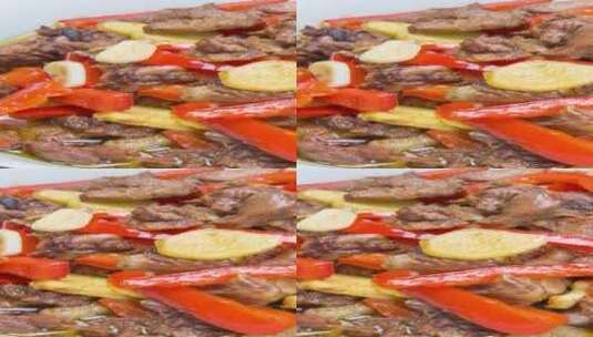 爆炒鸭子美食菜品4k视频滑轨平移高清在线视频素材下载