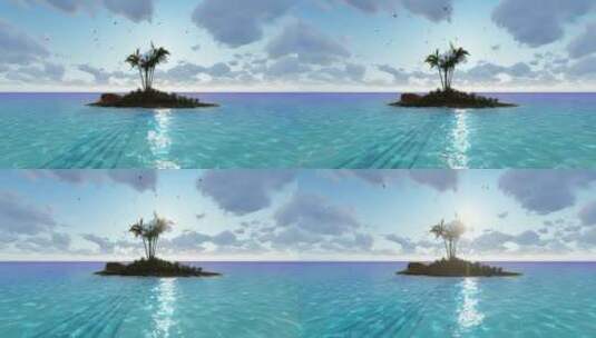 在阳光明媚的日子里用3D制作的小岛天堂高清在线视频素材下载