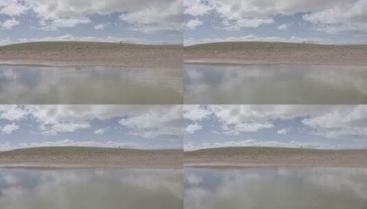 青海可可西里藏羚羊奔跑湖边航拍04高清在线视频素材下载