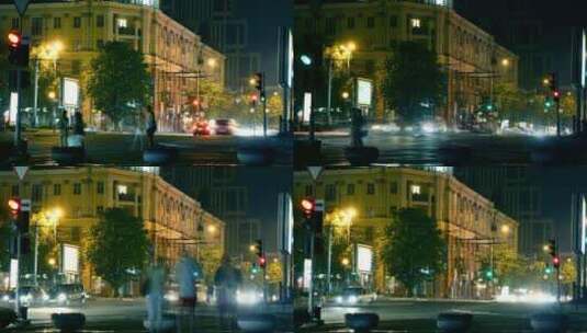 城市街道上的深夜交通高清在线视频素材下载