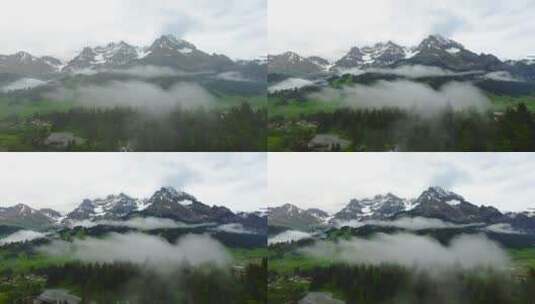 白雪皑皑的群山和薄雾高清在线视频素材下载