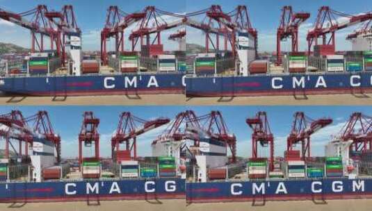 上海洋山港货轮装卸货高清在线视频素材下载