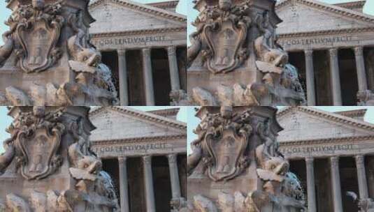 万神殿德拉罗通达广场的喷泉高清在线视频素材下载