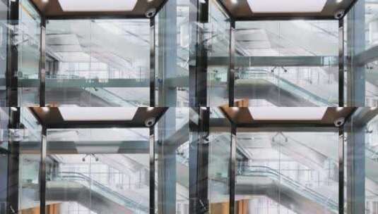 现代商务大楼内上升的观光电梯高清在线视频素材下载