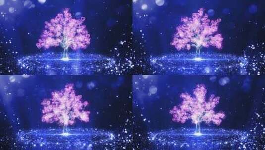 led水晶心树梦幻动态背景粒子02高清在线视频素材下载