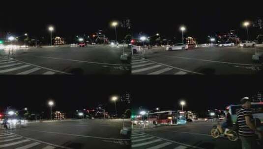 城市夜间车流人流的延时摄影高清在线视频素材下载