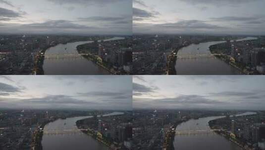 航拍衡阳船山大道湘江大桥夜景高清在线视频素材下载