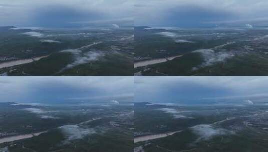 洛阳龙门山伊阙伊河雨后云海高清在线视频素材下载