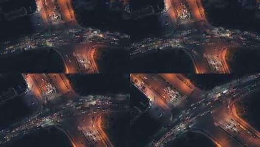义乌城市十字路口车流航拍俯拍高清在线视频素材下载