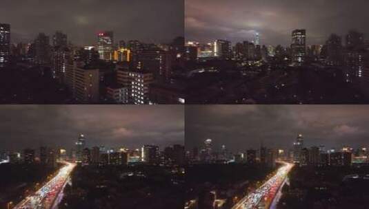 浦西延安高架夜景航拍高清在线视频素材下载