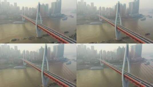 重庆东水门长江大桥风光航拍高清在线视频素材下载