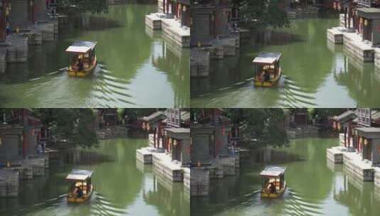 河道里的游船码头水乡苏州街高清在线视频素材下载