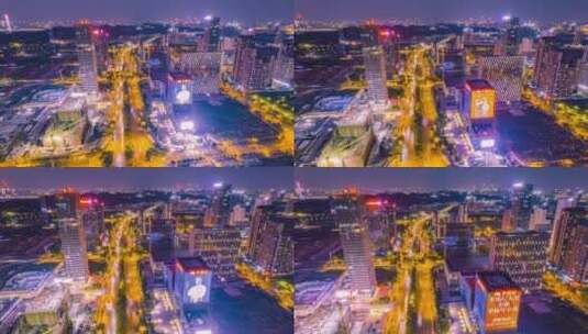 8K航拍广州番禺CBD城市夜景天际线视频高清在线视频素材下载