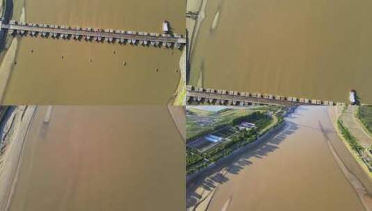 航拍黄河浮桥高清在线视频素材下载
