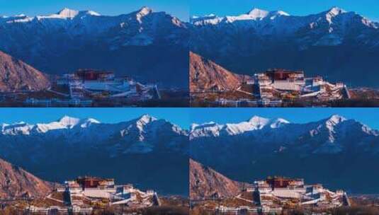 西藏拉萨城关区南山公园布达拉宫全景日出高清在线视频素材下载