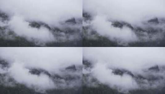 云雾缭绕雨崩村高清在线视频素材下载