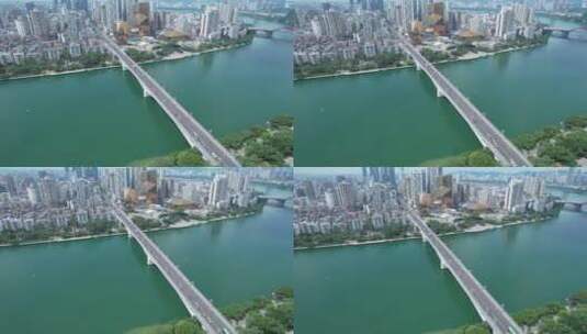 柳州柳江大桥城市建筑风光航拍高清在线视频素材下载