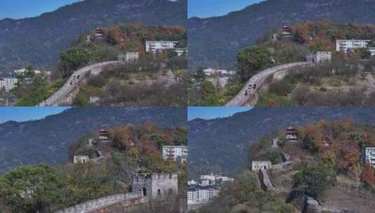 台州府城临海江南长城城墙航拍高清在线视频素材下载