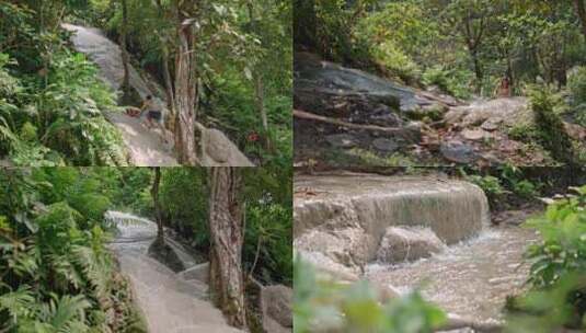 丛林瀑布探险高清在线视频素材下载
