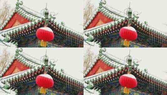 北京冬季下雪天烧香祈福庙宇风光高清在线视频素材下载