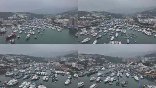 香港西贡码头清晨航拍高清在线视频素材下载