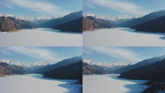 新疆天山天池 雪山 航拍高清在线视频素材下载