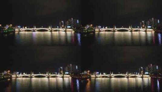 航拍夜晚城市大桥车流高清在线视频素材下载