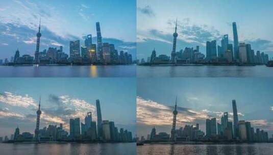上海外滩天亮日出延时高清在线视频素材下载