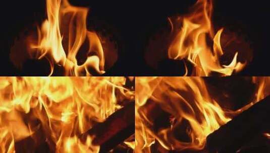 火燃烧木头高清在线视频素材下载
