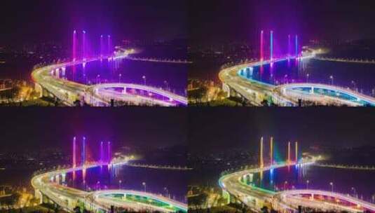 重庆礼嘉车流夜景桥梁延时高清在线视频素材下载