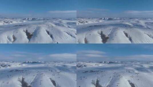 延时航拍呼伦贝尔草原雪原高清在线视频素材下载