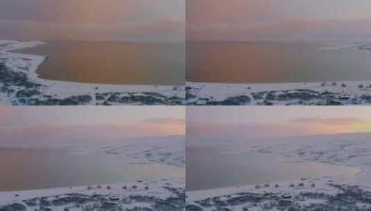 航拍大雪过后的海滩高清在线视频素材下载
